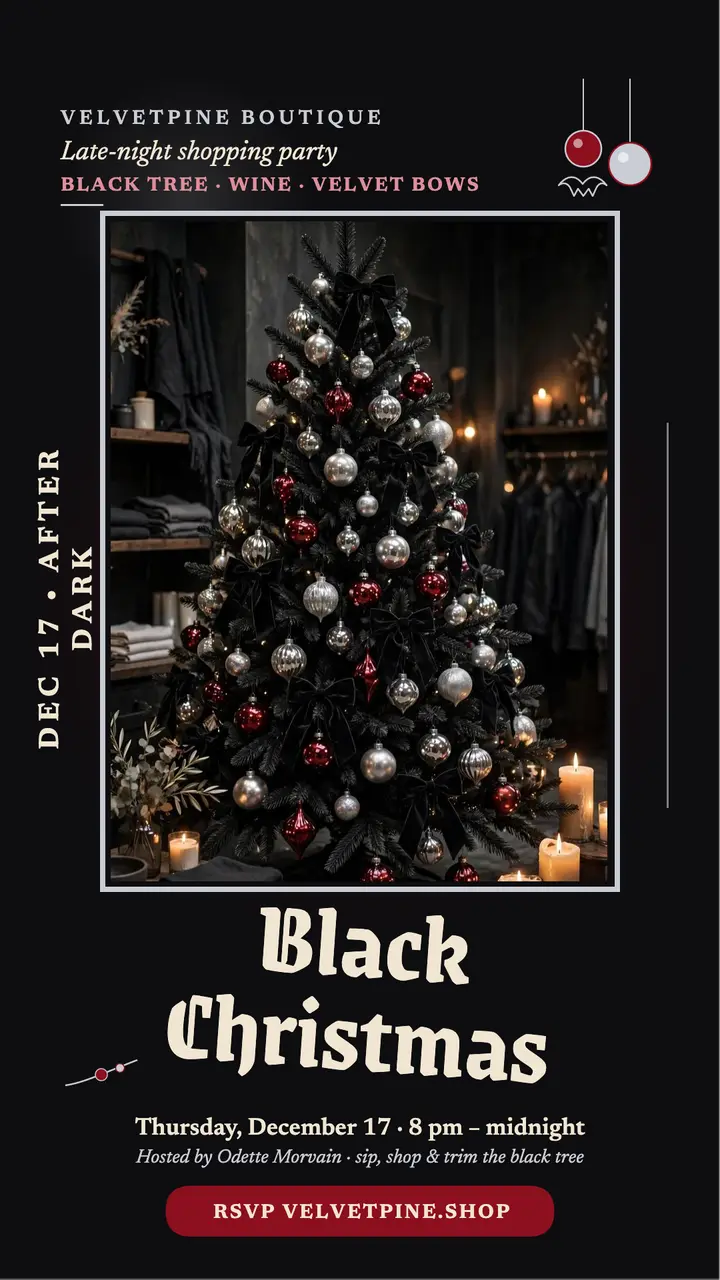 Velvetpine Black Christmas party story template