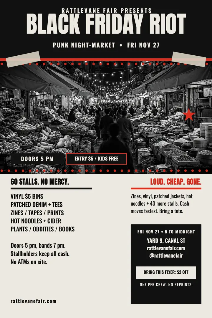 Rattlevane Fair Black Friday poster: black friday market poster template