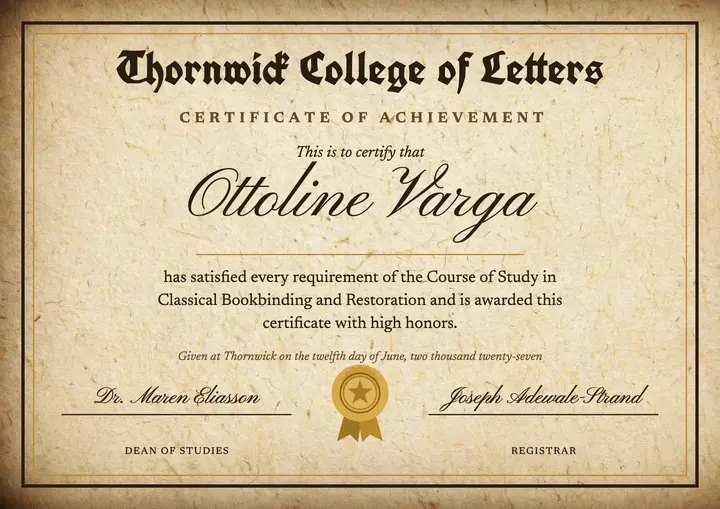 Thornwick College diploma certificate template