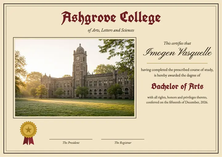 Ashgrove College diploma template