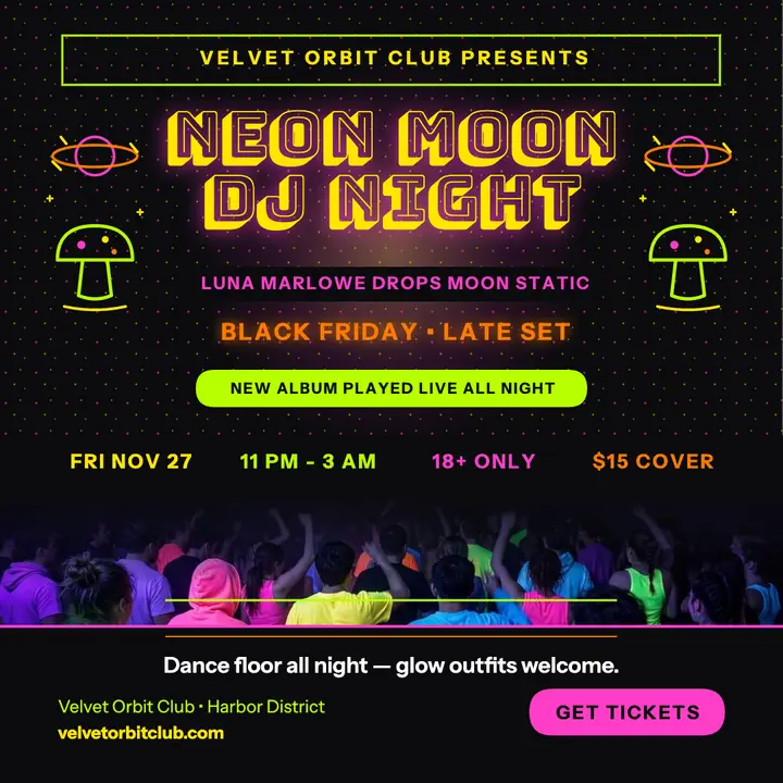 Neon Moon DJ night blacklight post template