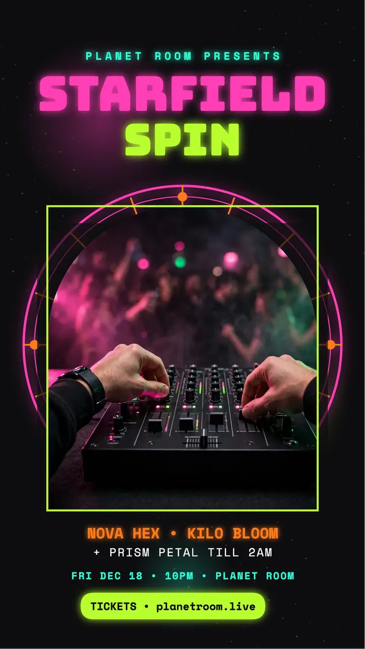 Planet Room Starfield Spin DJ night story template
