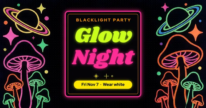 Blacklight glow night party post template