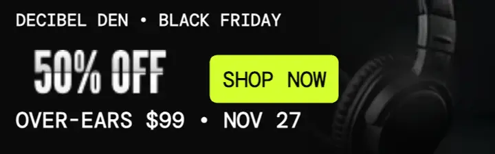 Decibel Den Black Friday headphone sale banner template