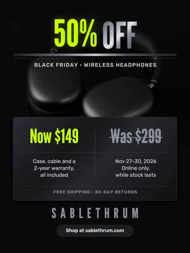 Sablethrum Black Friday headphones blackout gloss post: black friday sale post template