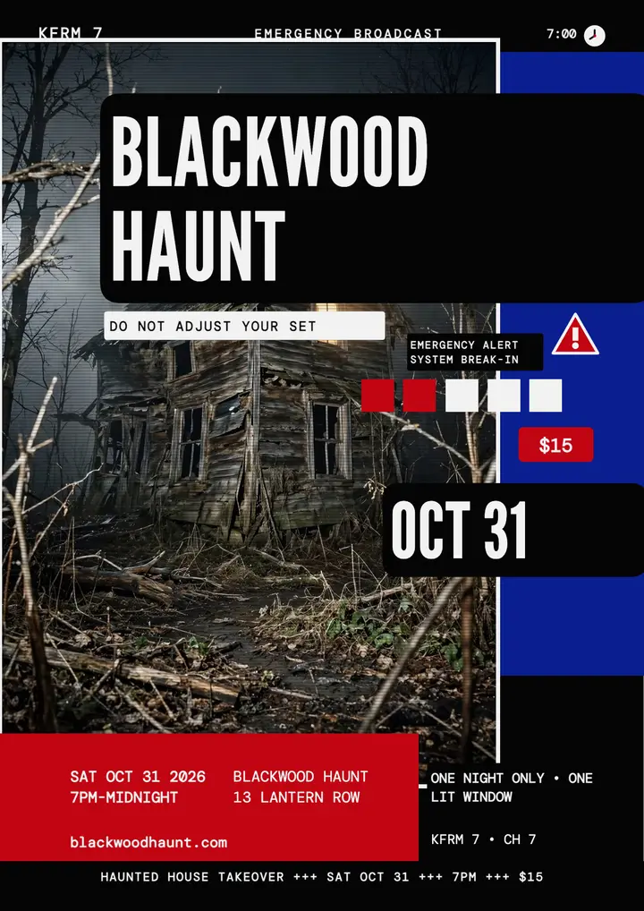 Blackwood Haunt broadcast alert flyer template