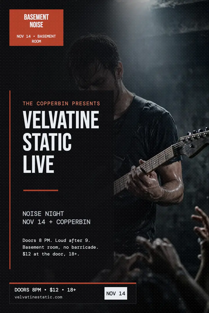 Velvatine Static basement gig poster template
