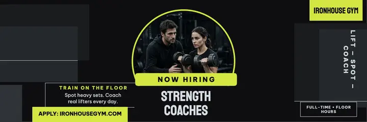 Ironhouse Gym strength coach hiring header template