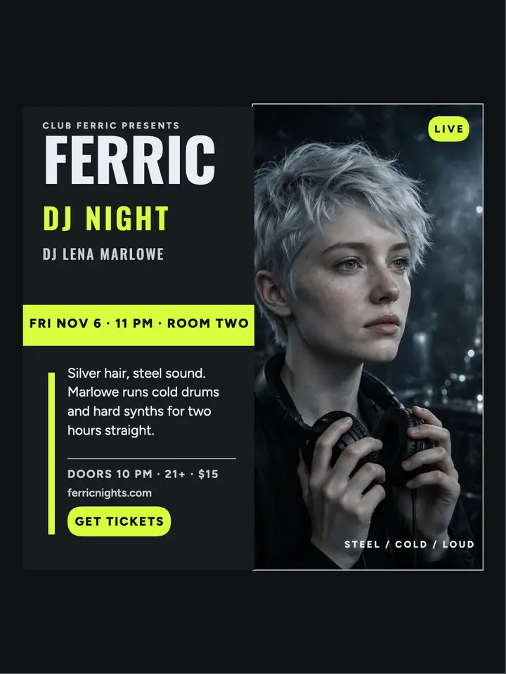 Ferric DJ night portrait post template