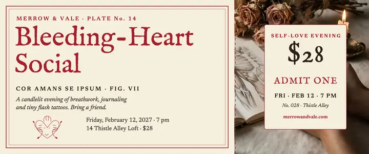 Bleeding-Heart Social Valentine workshop ticket template