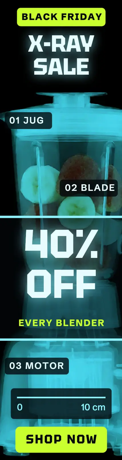 Brimble & Whirr blender sale skyscraper ad: blender sale skyscraper ad template
