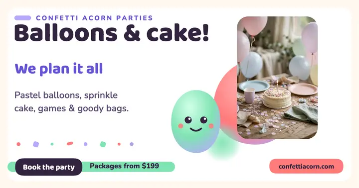 Confetti Acorn balloon party post template