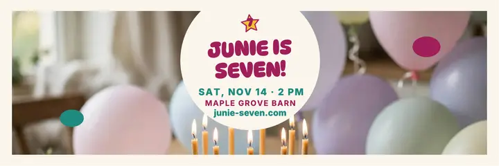 Junie is seven blobby birthday header template
