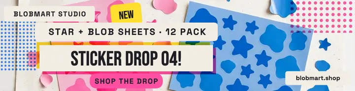 Blobmart sticker drop billboard template