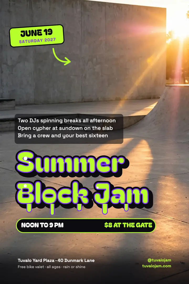 Tuvalo Summer Block Jam graffiti throw-up poster template