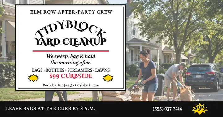 Tidyblock post-party yard cleanup post template