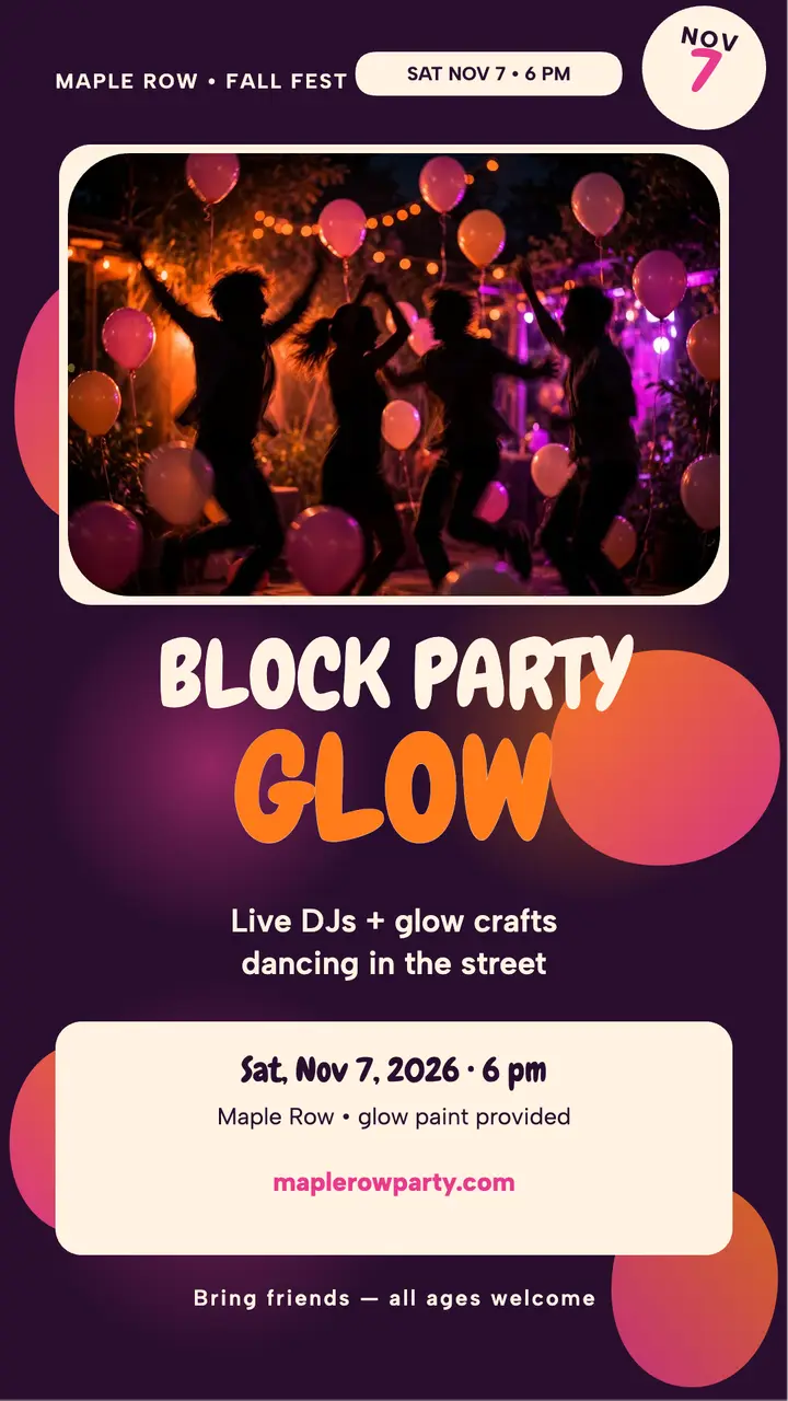 Maple Row Block Party glow story template