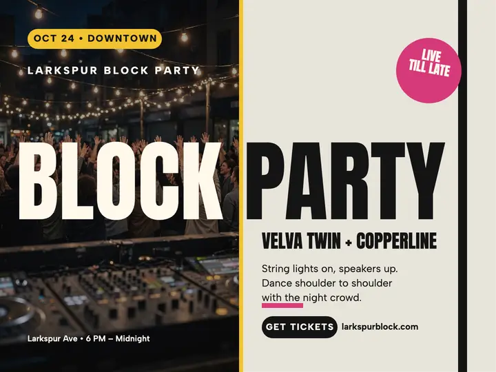 Larkspur Block Party lineup slide template