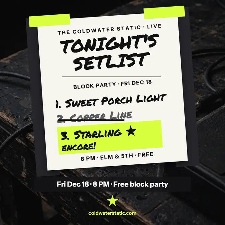 Coldwater Static encore setlist square template