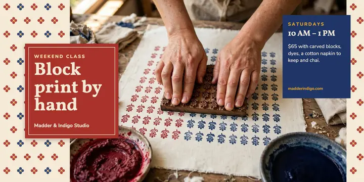 Madder & Indigo block printing class template