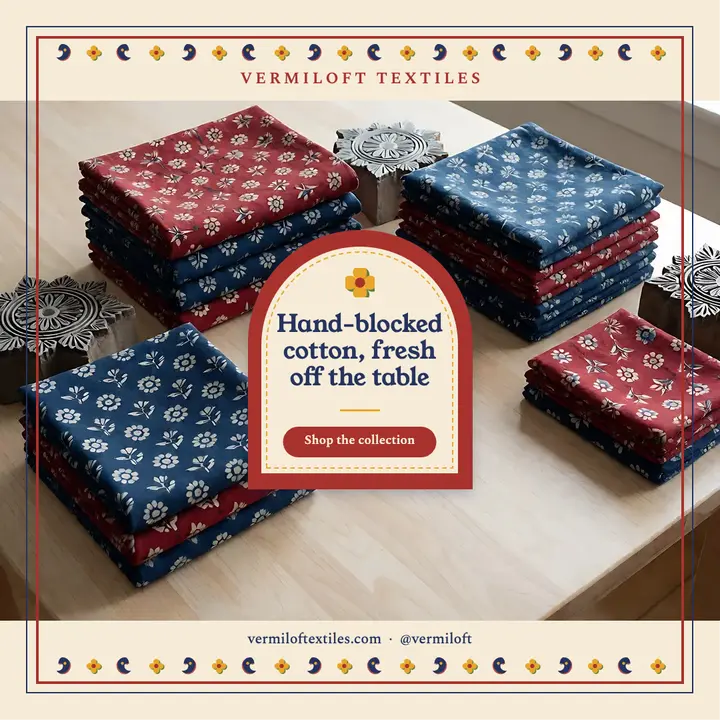 Vermiloft hand-blocked cotton collection post template