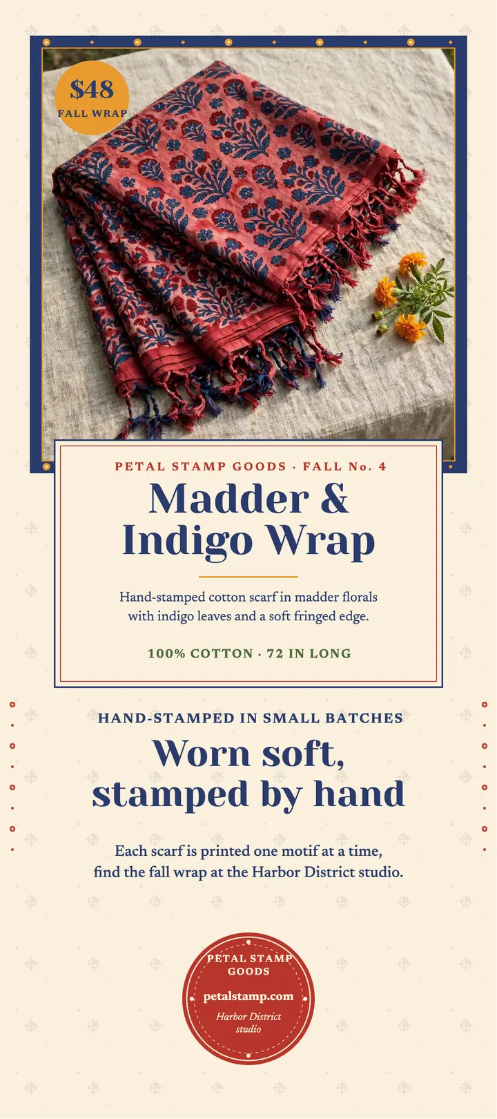 Petal Stamp fall wrap scarf rack card template