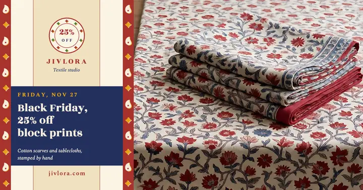 Black Friday block-print textiles sale post template