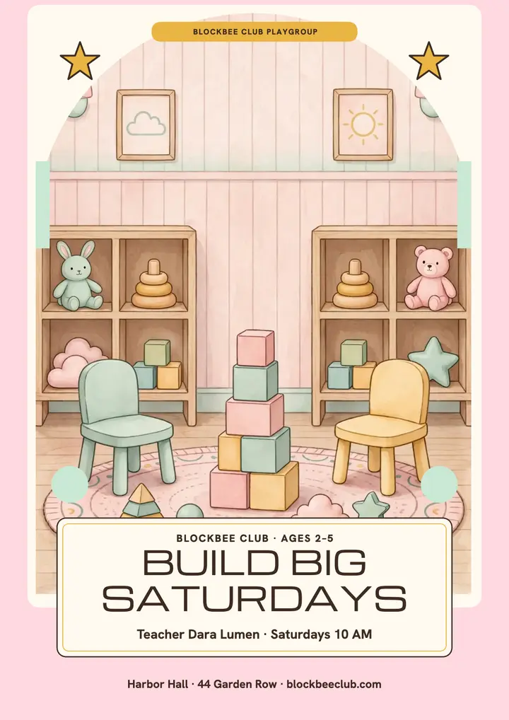 Blockbee Club Saturday playgroup flyer template