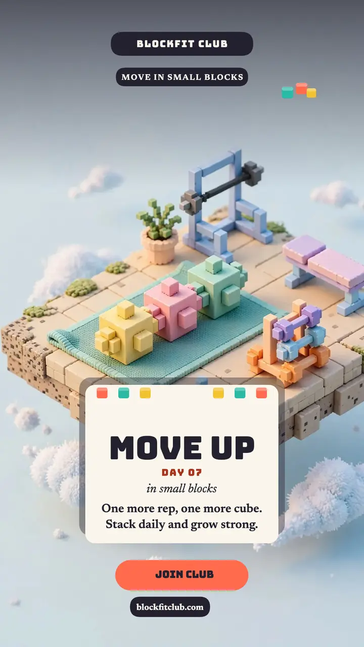 Blockfit Club voxel quote story template