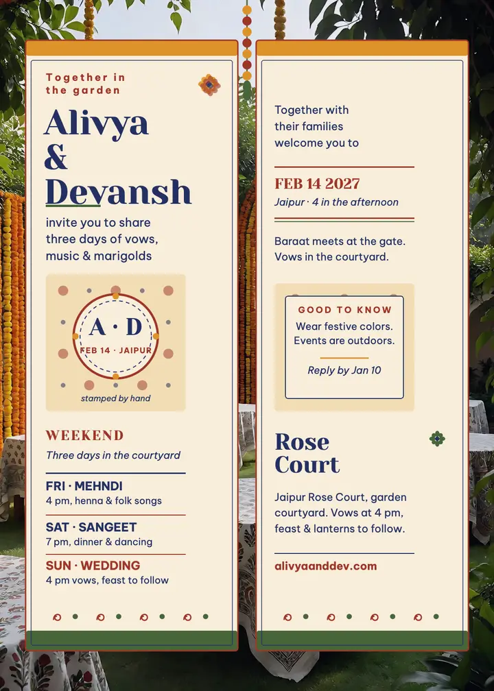 Alivya and Devansh garden invite template