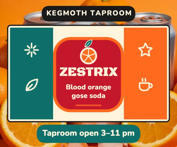 Zestrix blood orange craft soda taproom ad template
