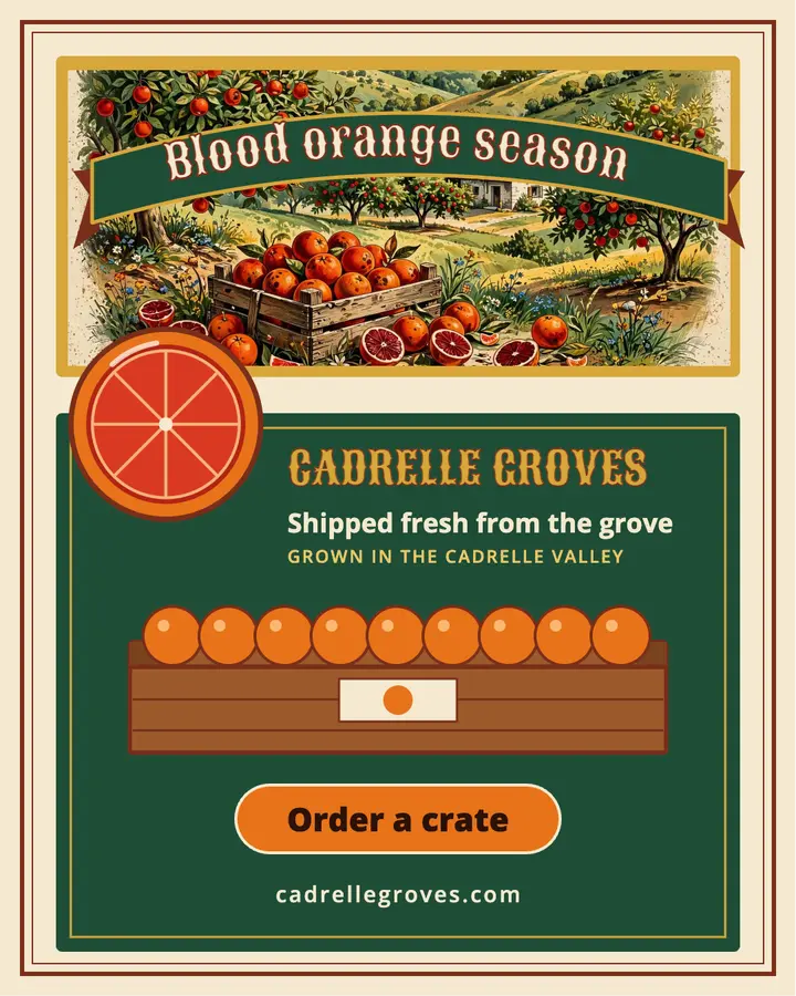 Cadrelle Groves blood orange crate label post template