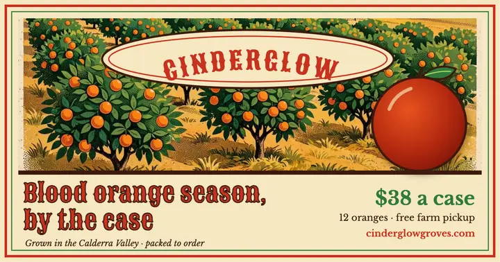 Cinderglow blood orange crate label post template