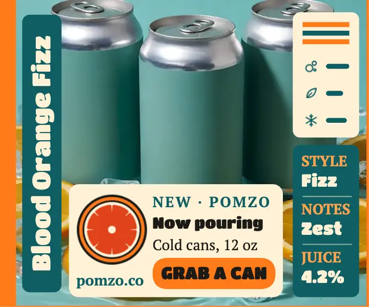 Pomzo Blood Orange Fizz can label ad template