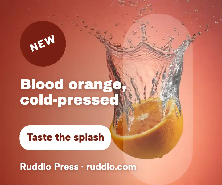 Ruddlo blood orange juice launch ad: juice launch ad template