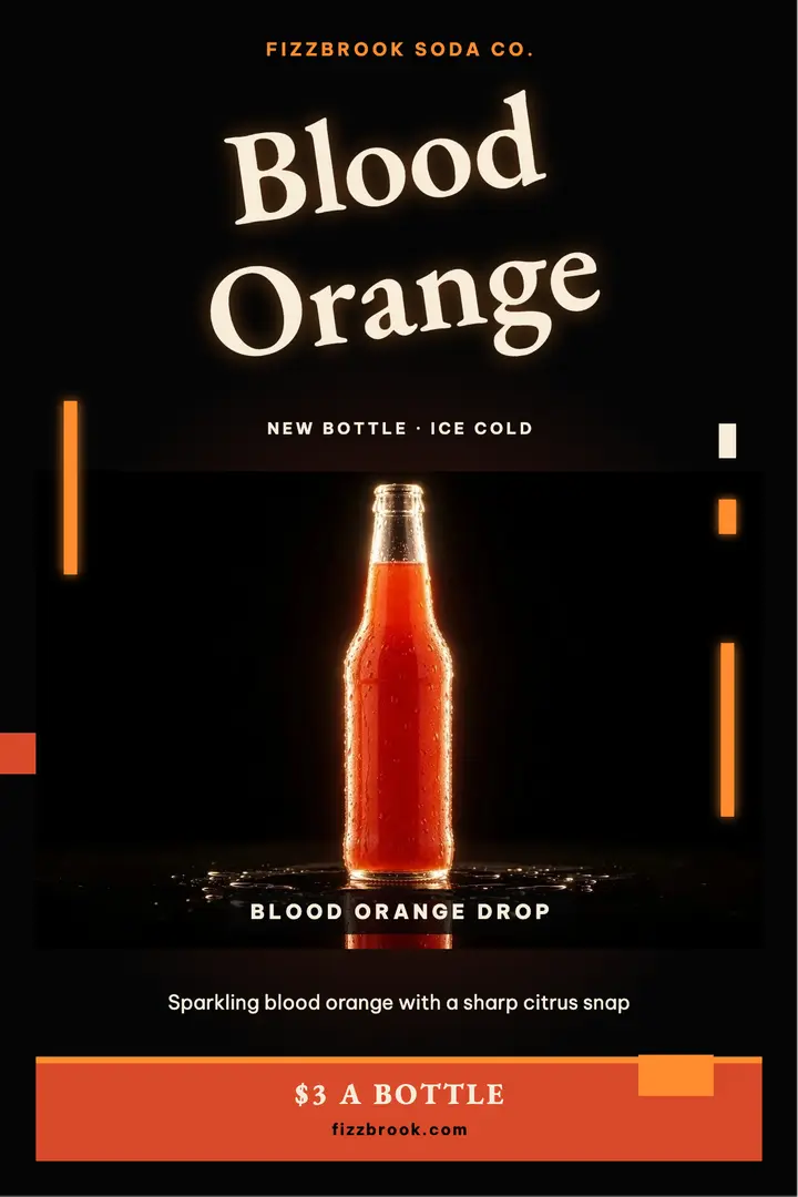 Fizzbrook Blood Orange soda poster template