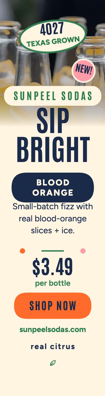 Sunpeel blood orange soda skyscraper ad template