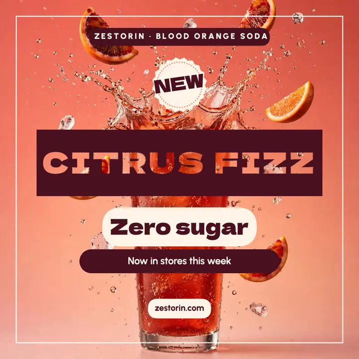 Zestorin blood orange soda launch post template