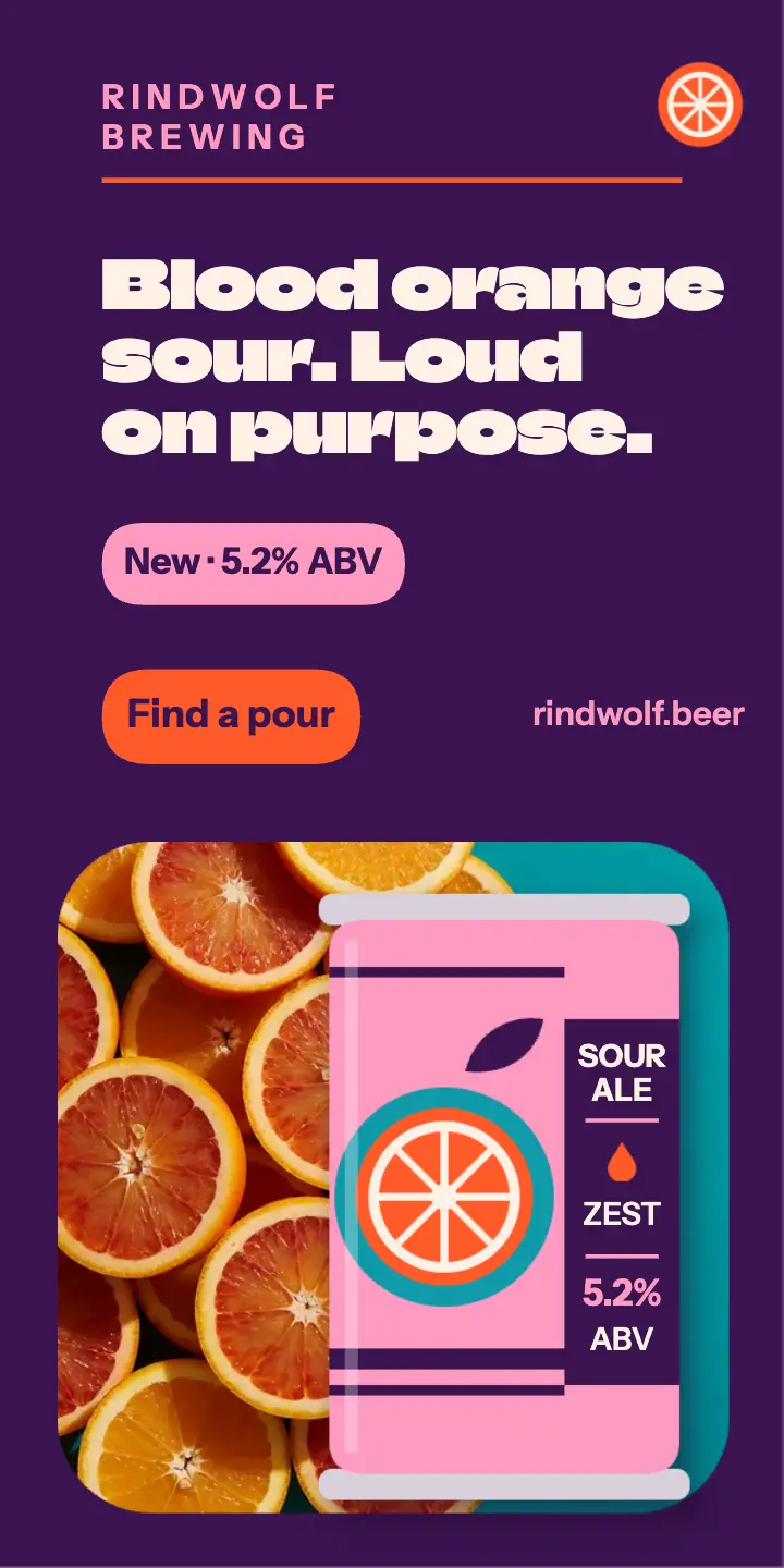 Blood orange sour ale half page ad, craft can label template