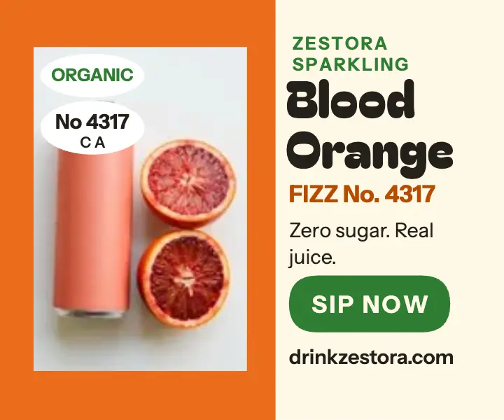 Zestora blood orange sparkler ad: sparkling water ad template