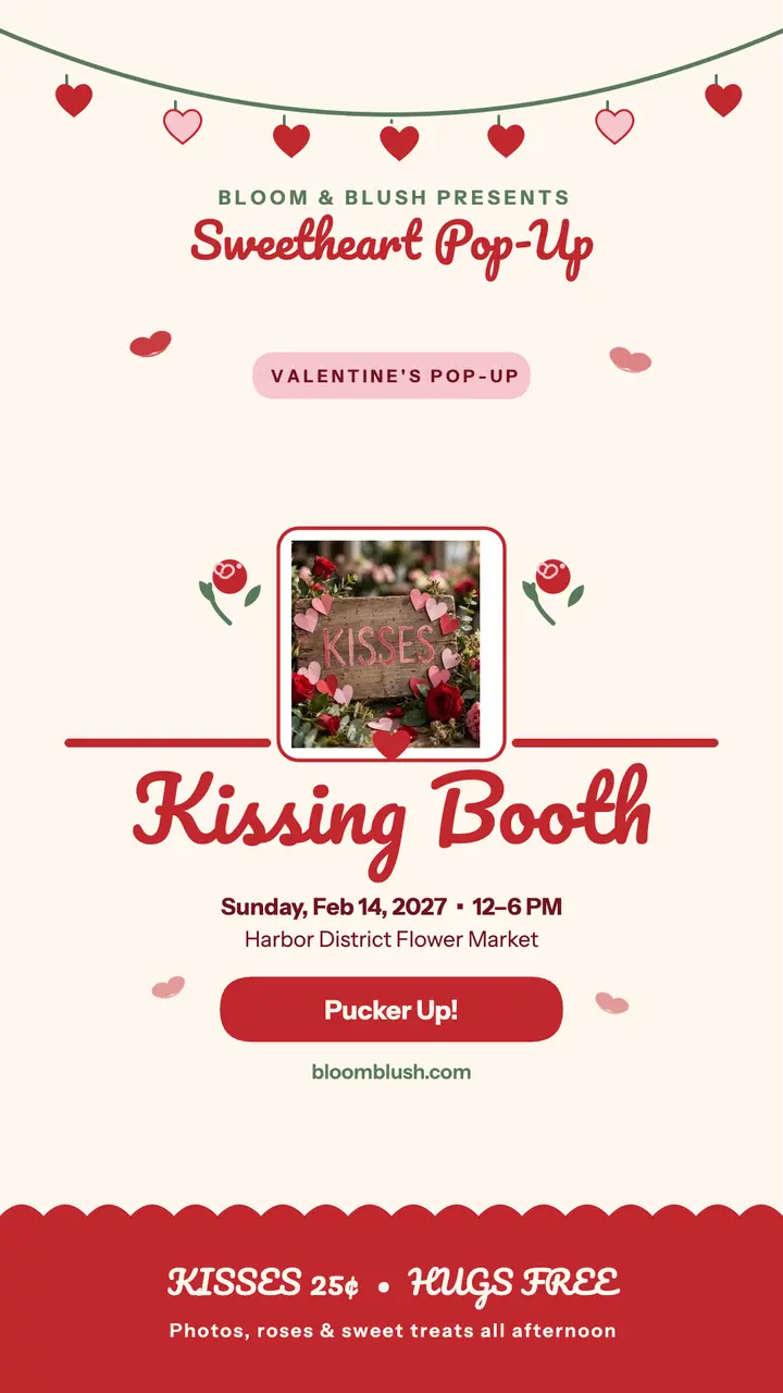 Bloom and Blush kissing booth story invite template