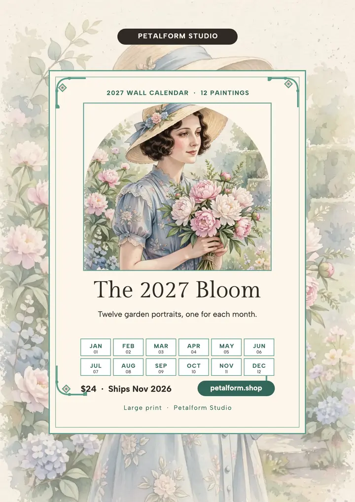 Petalform 2027 Bloom calendar flyer template