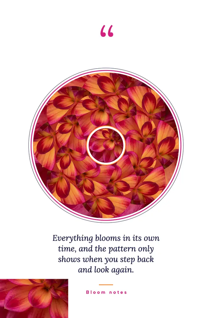 Patience and blooming quote poster, kaleidoscope mandala template