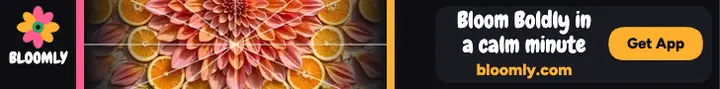 Bloomly dahlia mandala leaderboard ad: meditation app leaderboard ad template