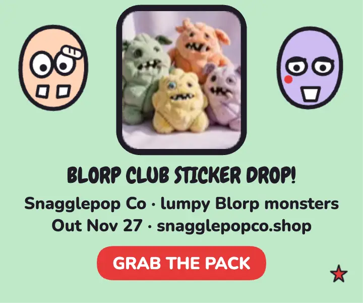 Blorp Club monster sticker drop ad template