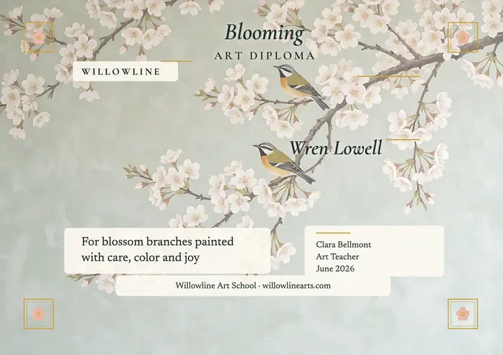 Willowline blossom graduation certificate template