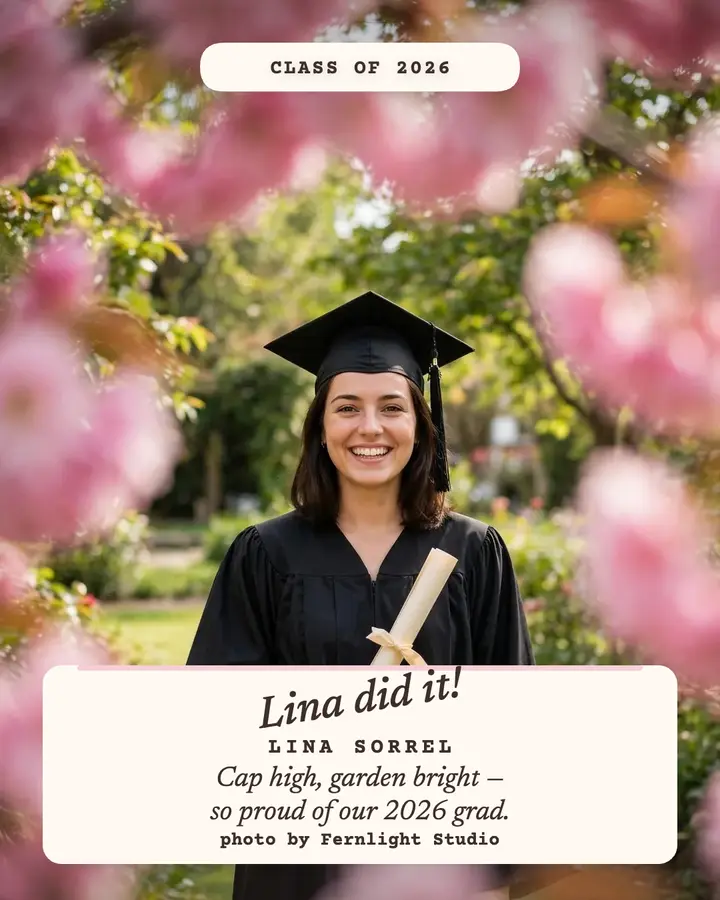 Lina graduation blossom portrait post template