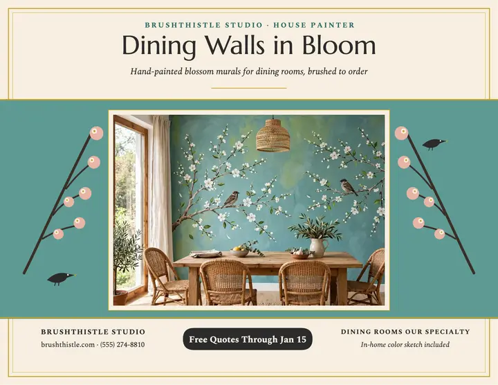 Brushthistle blossom mural flyer: mural painter flyer template