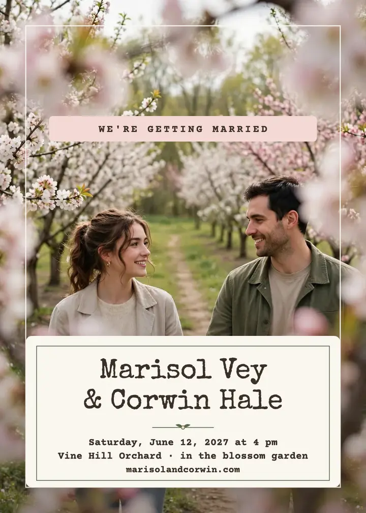 Blossom garden wedding invitation template