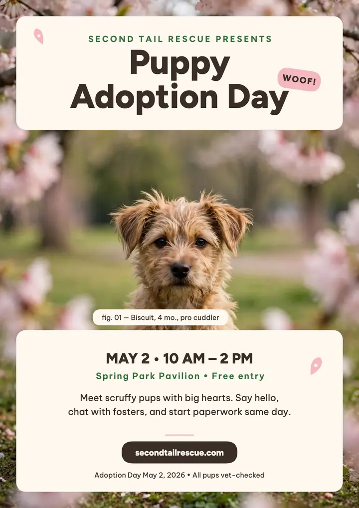 Blossom puppy adoption day flyer template